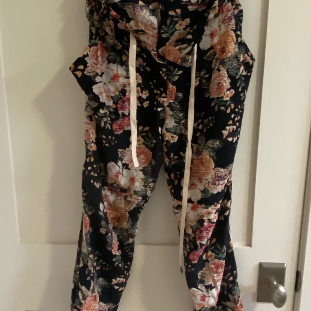 Aritzia Floral Silk Pants